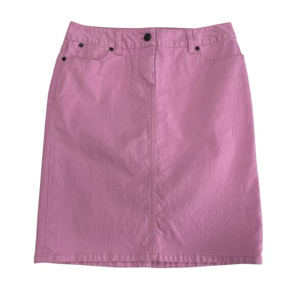 Talbots Light Pink Denim Straight Fit Skirt Womens 4 Petite - Picture 1 of 6